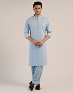 Sandal Cotton Sky Blue Shalwar Qameez
