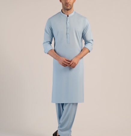 Sandal Cotton Sky Blue Shalwar Qameez