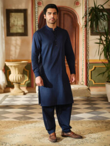 Sandal Cotton Sulphuric Black Shalwar Qameez