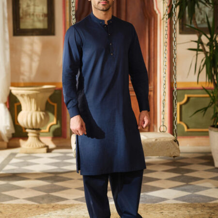 Sandal Cotton Sulphuric Black Shalwar Qameez