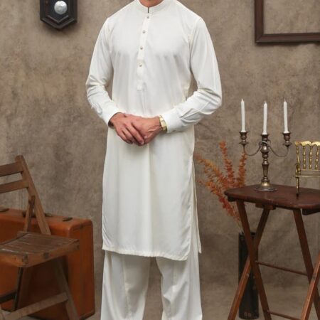 Toyobo Boski Pure White Shalwar Qameez