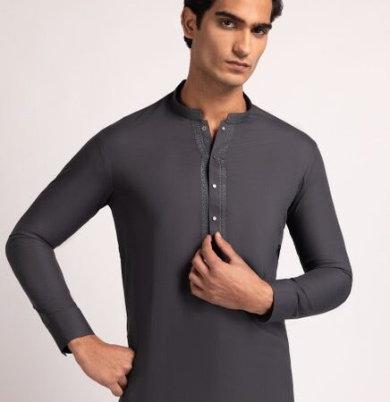 Sandal Cotton Dark Grey Shalwar Qameez
