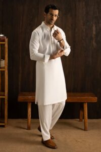 Sandal cotton Pure White Shalwar Qameez