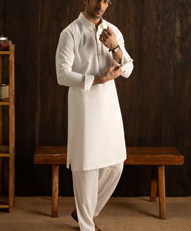 Sandal cotton Pure White Shalwar Qameez