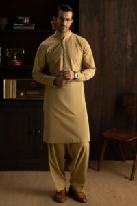 Sandal Cotton  Sand Yellow  Shalwar Qameez