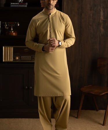 Sandal Cotton Sand Yellow Shalwar Qameez