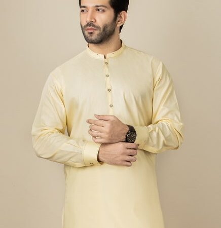 Sandal Cotten Pale Yallow Shalwar Qameez